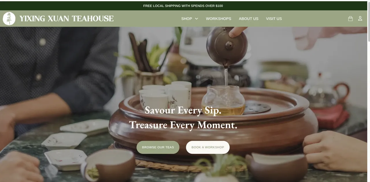 The new Yixing Xuan Teahouse homepage