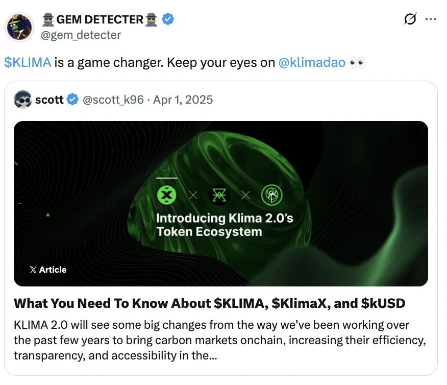 Influencer post about the Klima fair launch