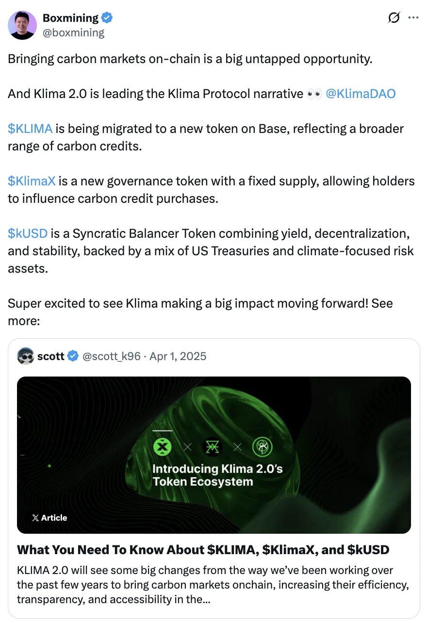 Influencer post about the Klima fair launch
