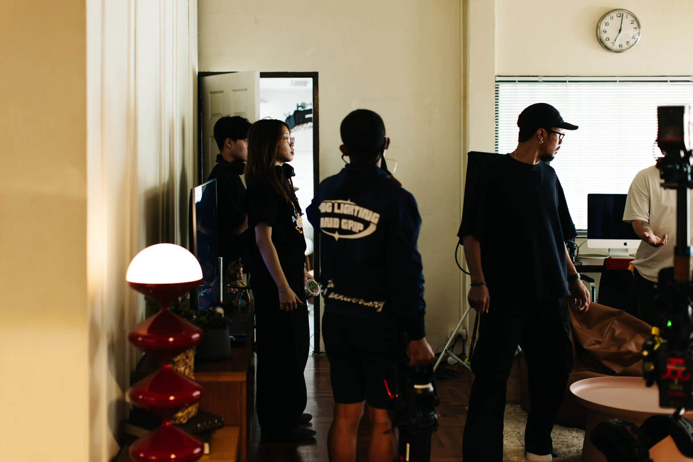Crew between set-ups